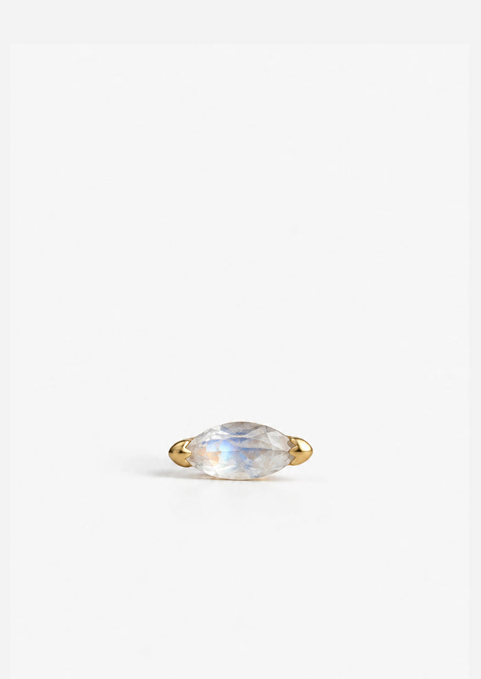 Mini Moonstone Marquise Threaded Flat Back Earring