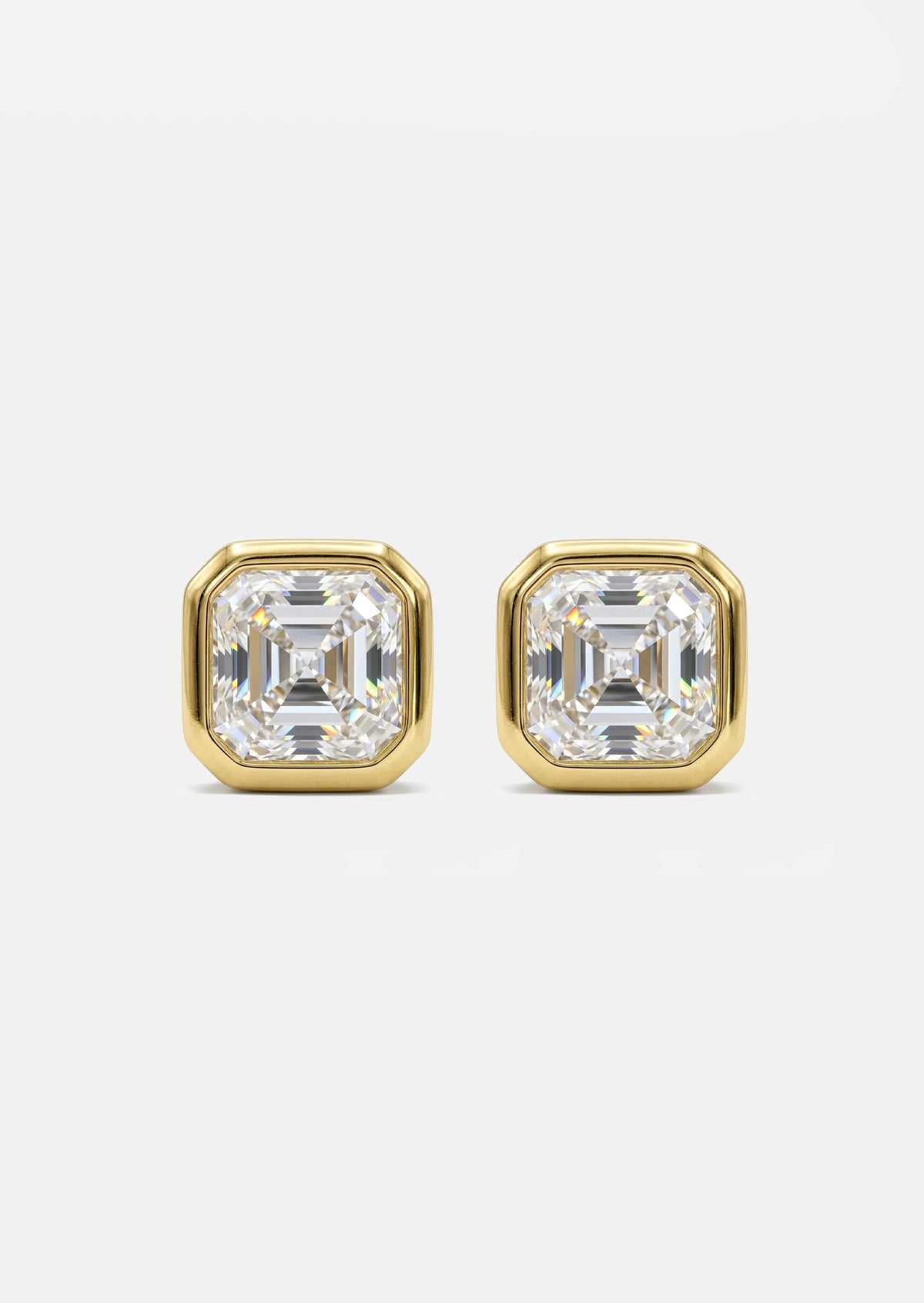 Asscher Diamond Threaded Flat Back Earring