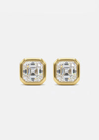 Asscher Diamond Threaded Flat Back Earring