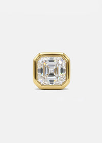 Asscher Diamond Threaded Flat Back Earring