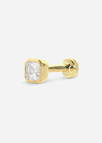 Asscher Diamond Threaded Flat Back Earring | Single