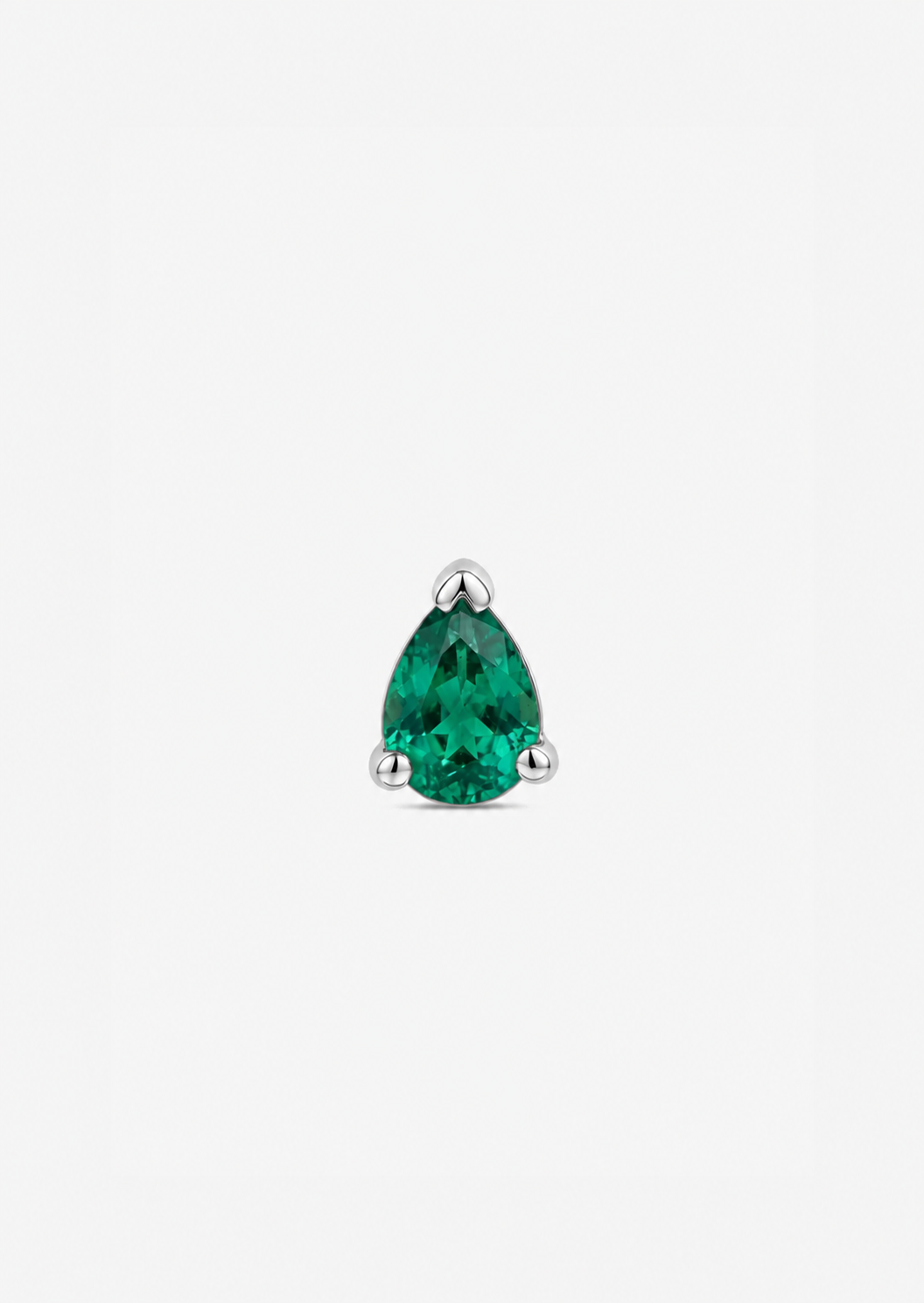 Mini Pear Emerald Threaded Flat Back Earring