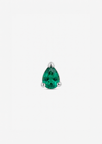 Mini Pear Emerald Threaded Flat Back Earring