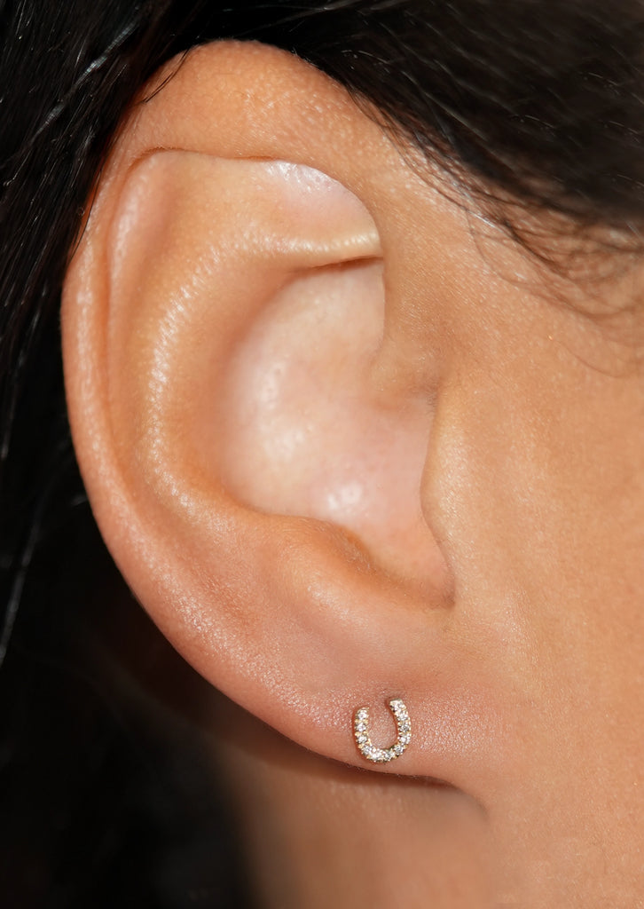 Horseshoe Threaded Flat Back Earring
