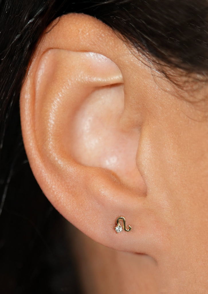 Leo Threaded Flat Back Earring