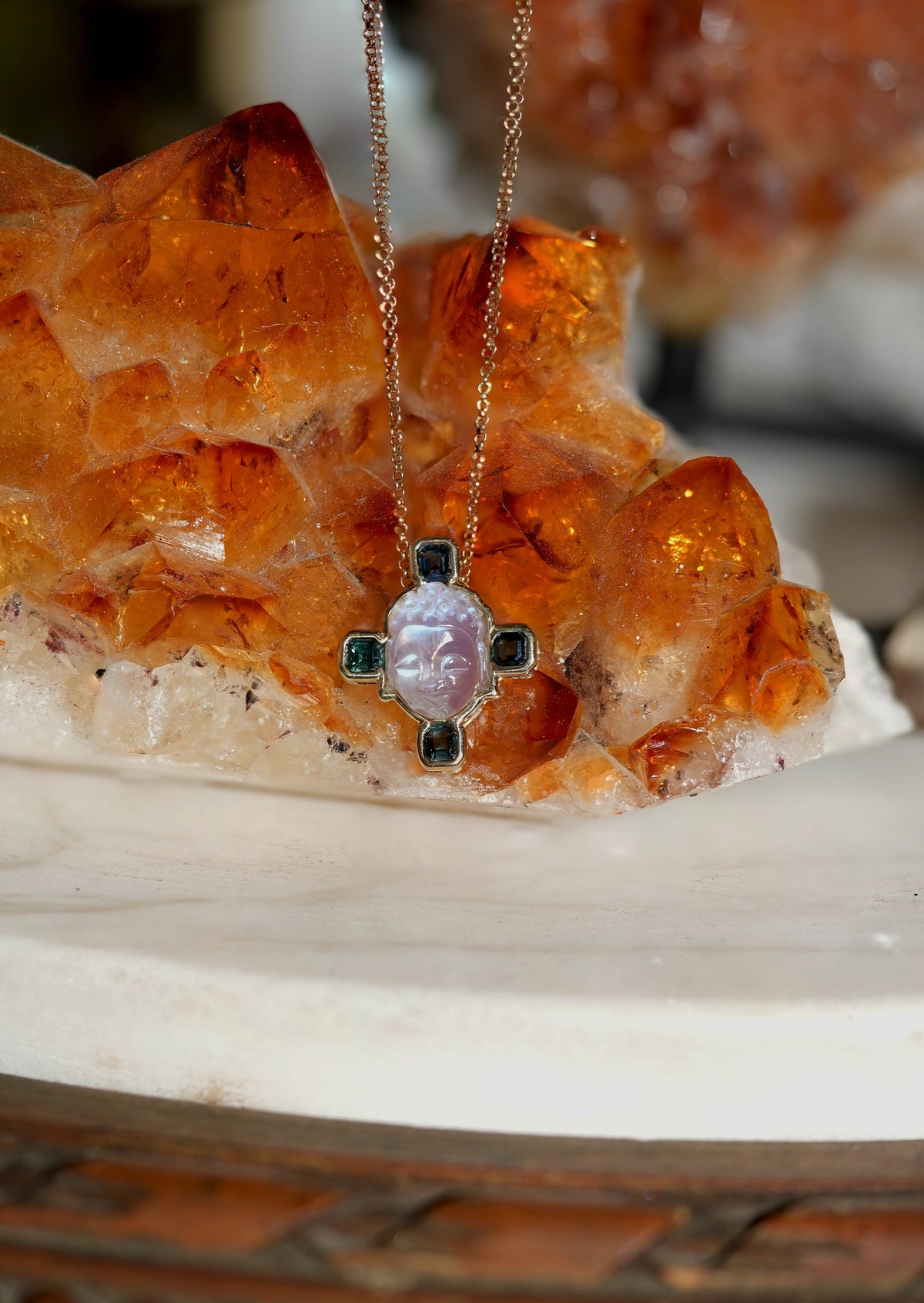 Mini Moonstone Buddha Necklace