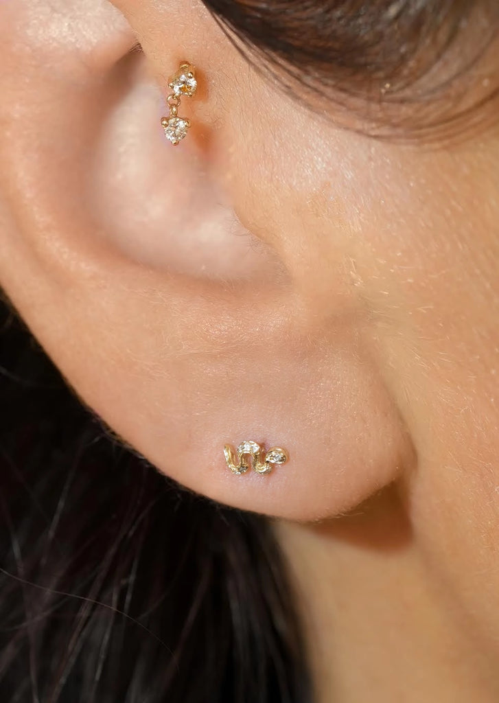 Mini Snake Threaded Flat Back Earring