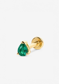 Mini Pear Emerald Threaded Flat Back Earring