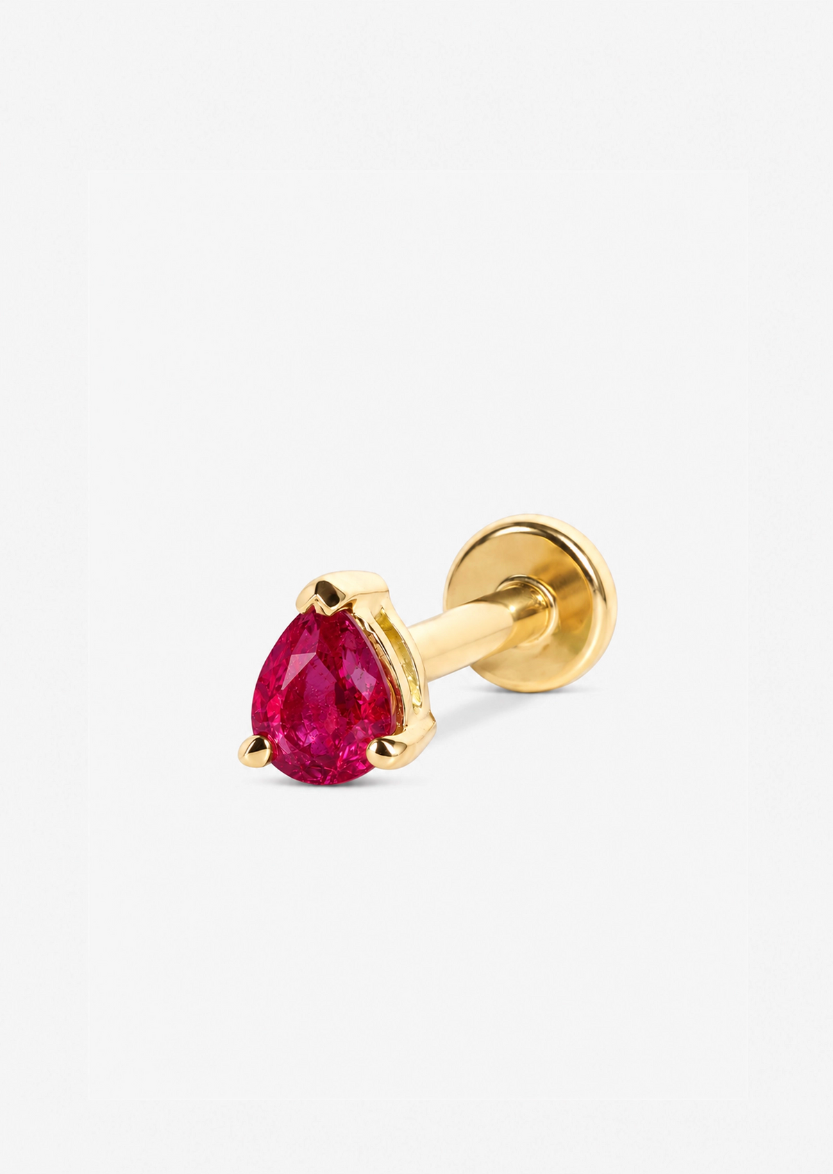 Mini Pear Ruby Threaded Flat Back Earring