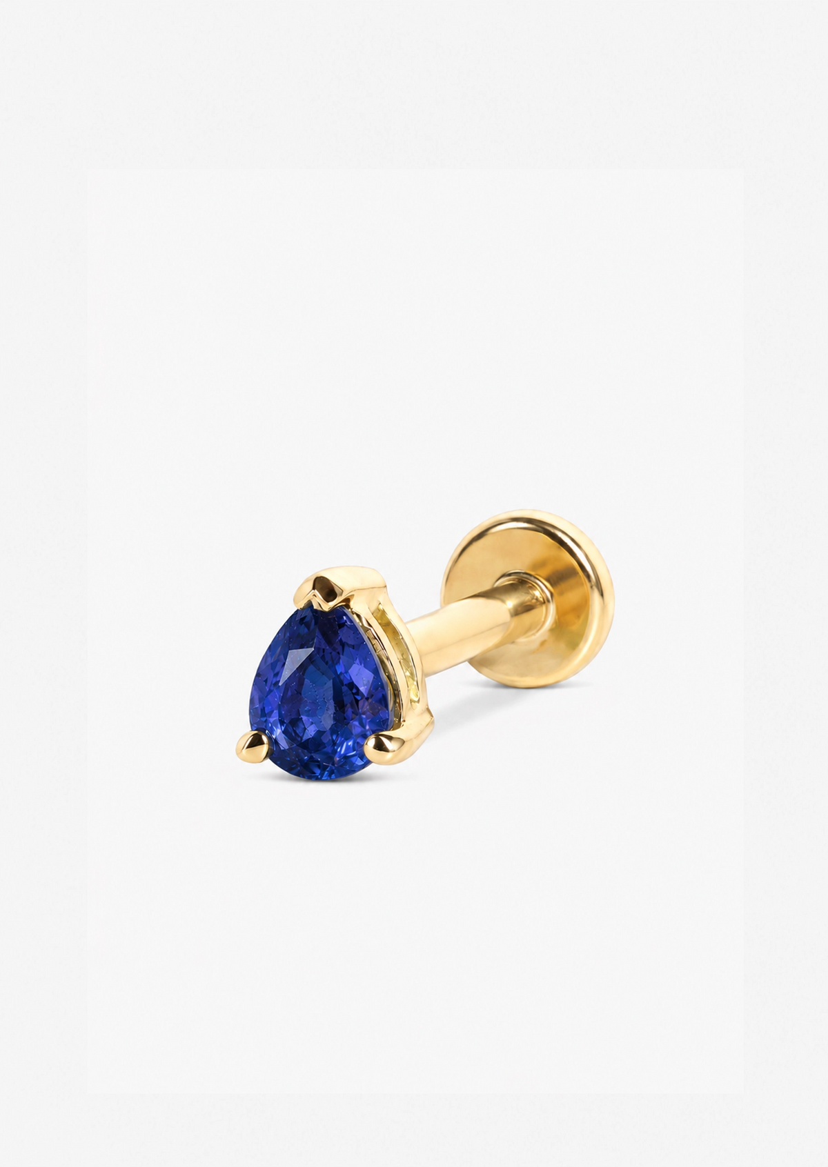 Mini Pear Sapphire Threaded Flat Back Earring