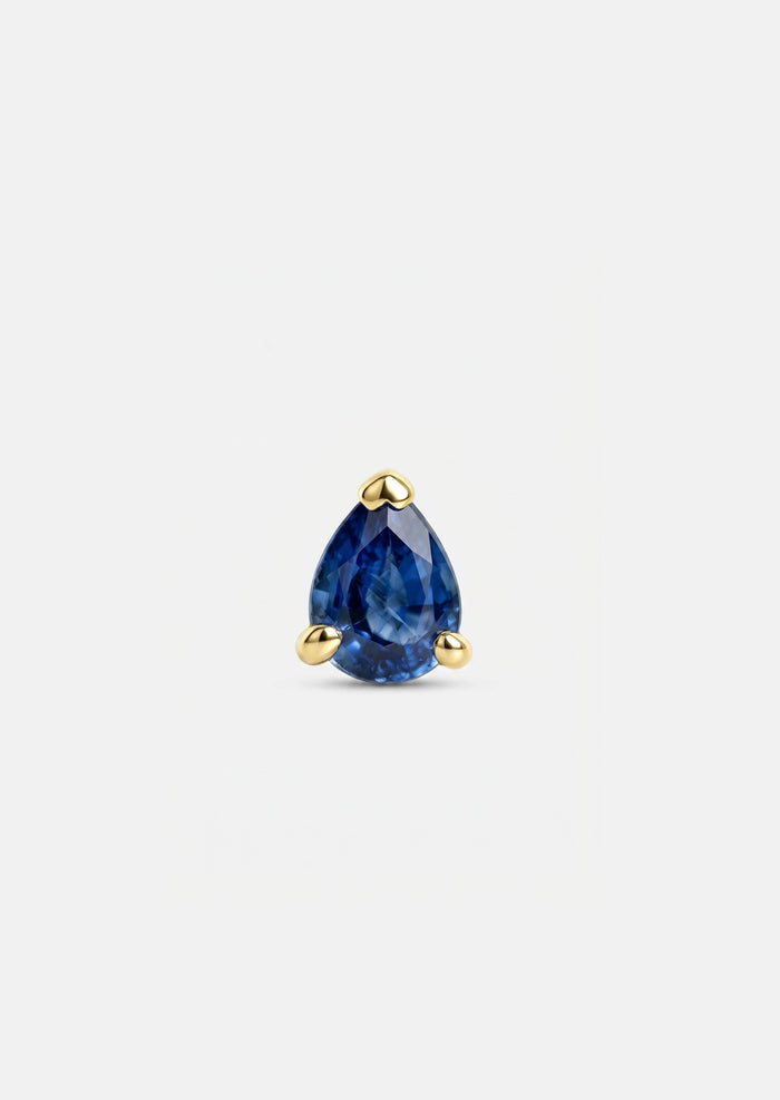 Mini Pear Sapphire Threaded Flat Back Earring