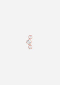 Open Curve 3 Diamond Threaded Flat Back Earring | Single