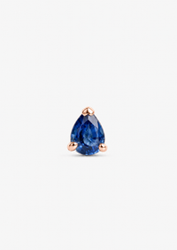 Mini Pear Sapphire Threaded Flat Back Earring