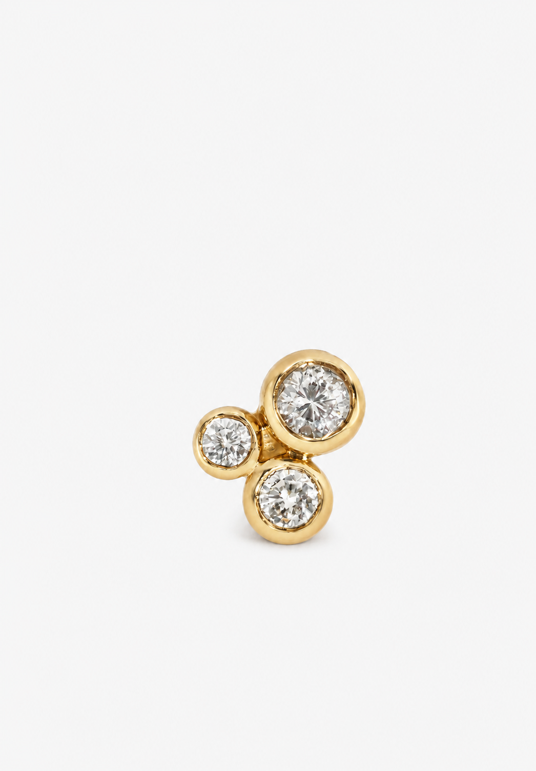 Organic Trio Threaded Flat Back Earring - Diamond