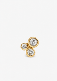 Organic Trio Threaded Flat Back Earring - Diamond