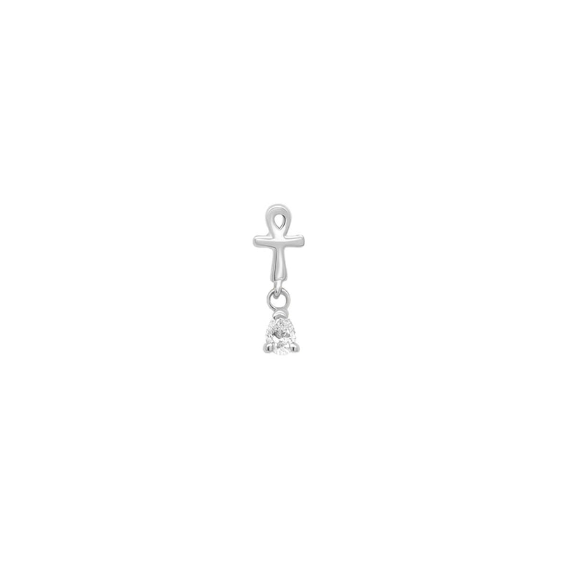 Ankh Drop Threaded Flat Back Earring | Single