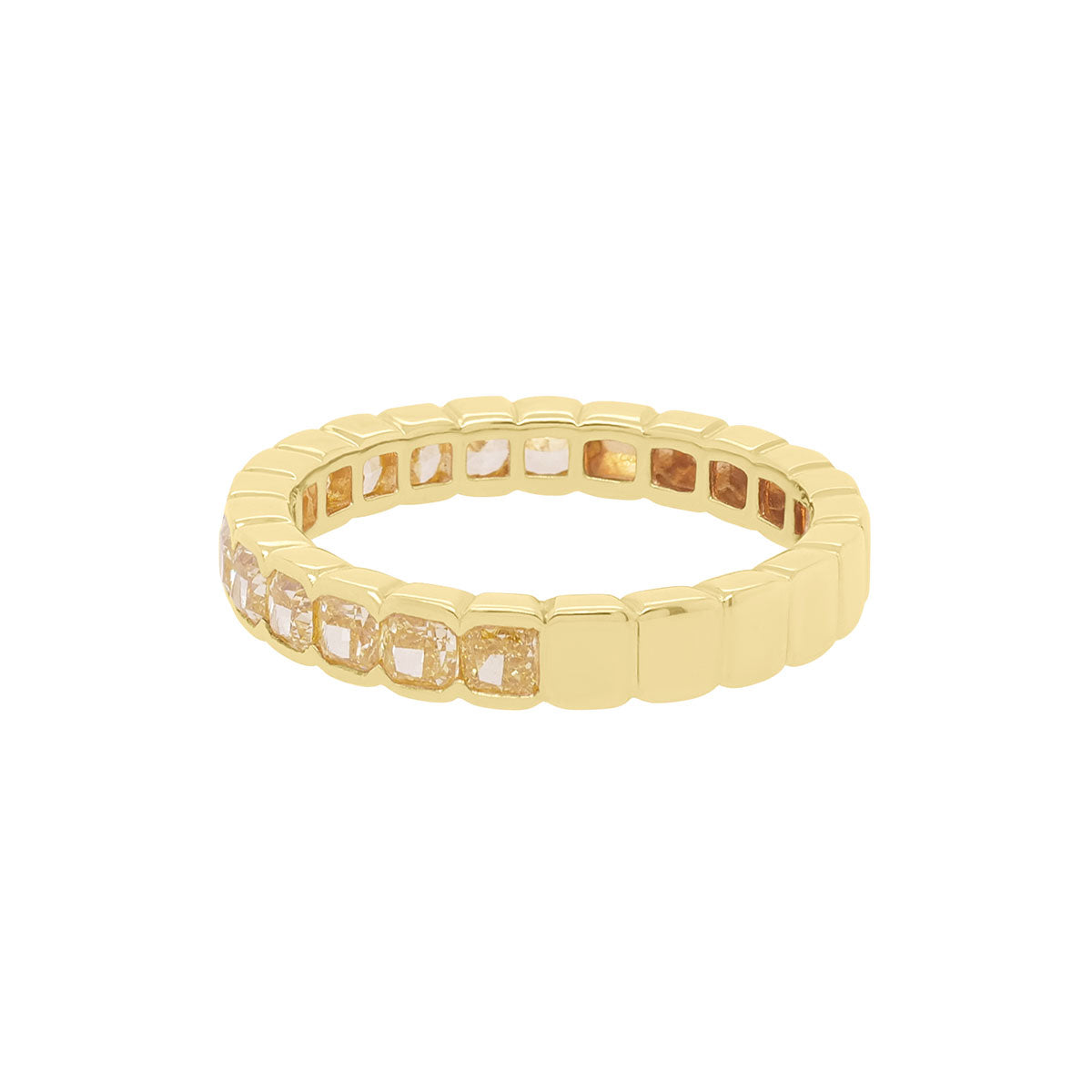 Asscher Half Bezel Yellow Diamond Ring | 2.5GMS 1.62CTW