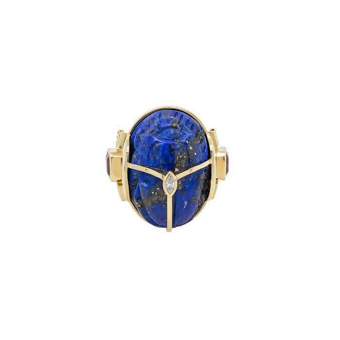 Lapis Carved Scarab Ring