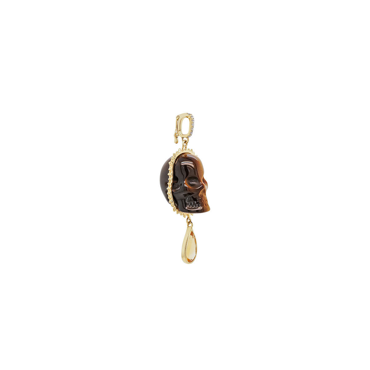 Carved Skull Charm - Tiger's Eye
