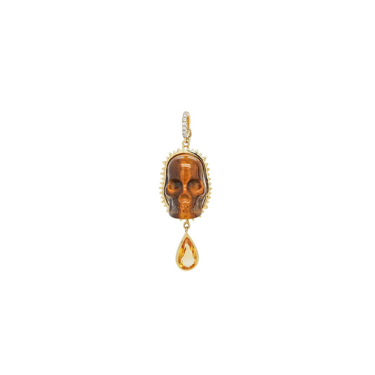 Carved Skull Charm - Tiger's Eye
