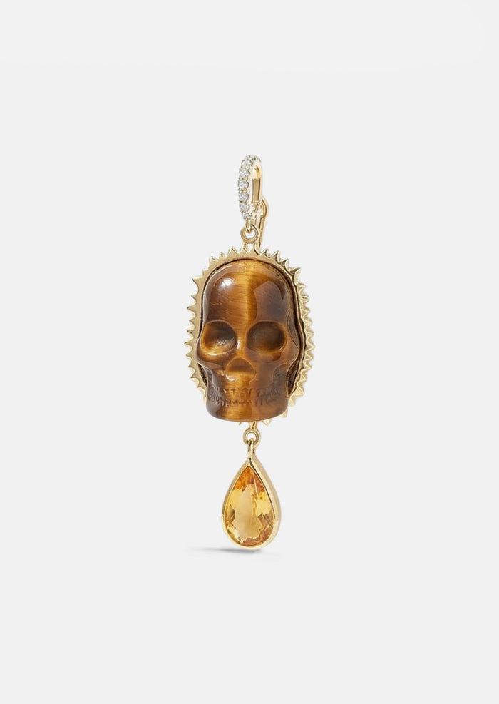 Carved Skull Charm - Tiger's Eye