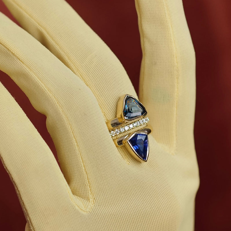 Shield Cornflower Blue Sapphire Ring (Unheated) | 3.00GMS 2.03CTS