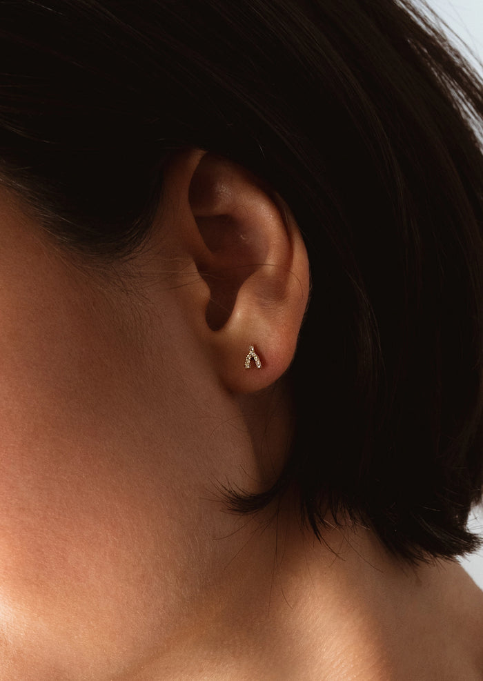 Wishbone Threaded Flat Back Earring