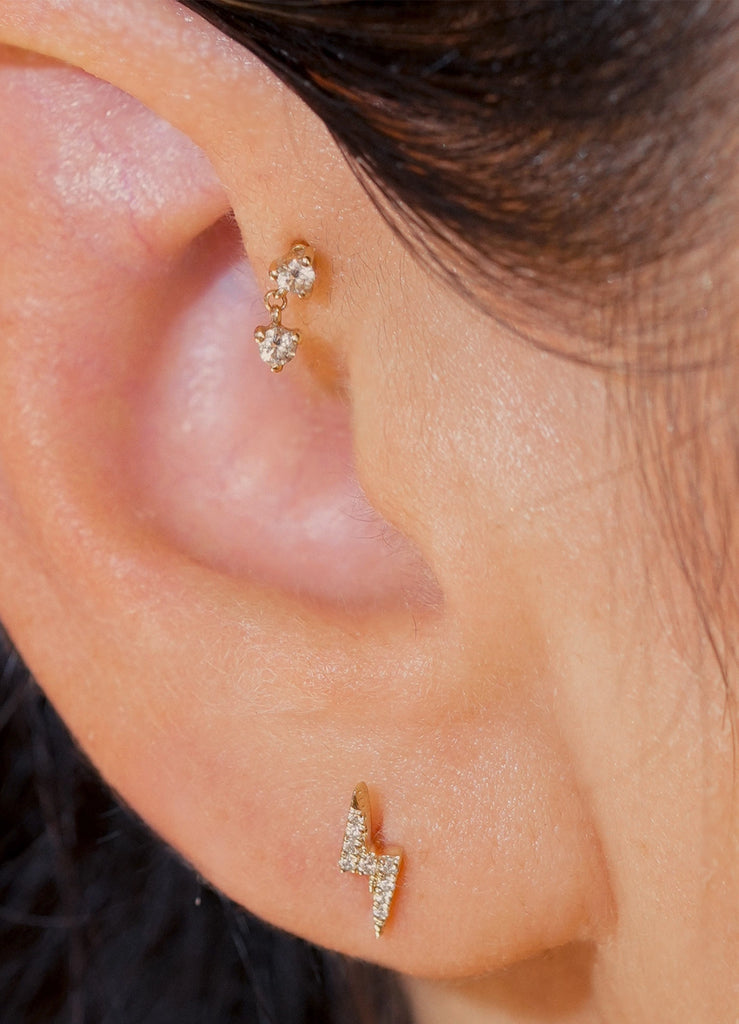 Mini Lightning Threaded Flat Back Earring