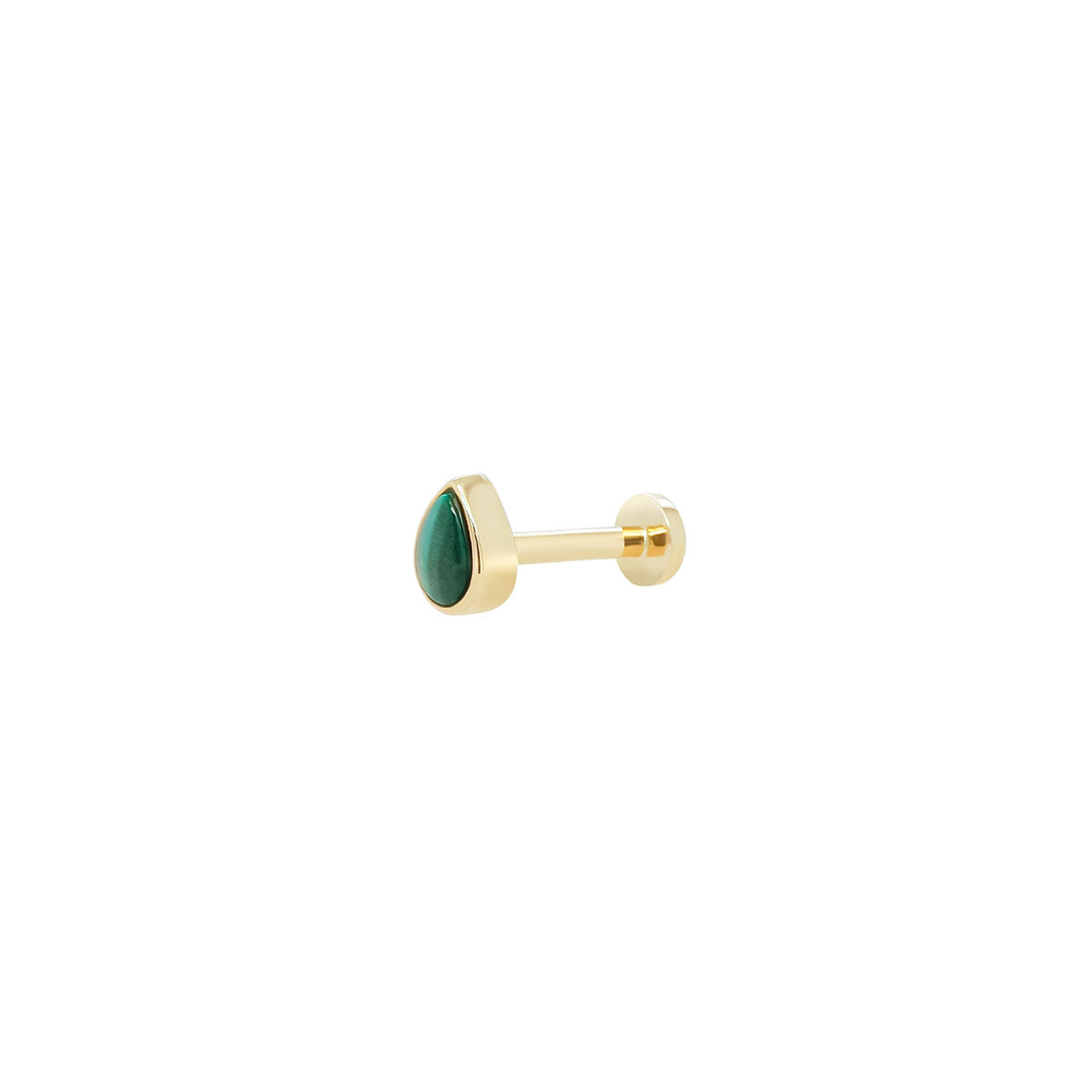 Ankh Inlay Threaded Flat Back Earring | Malachite | Single