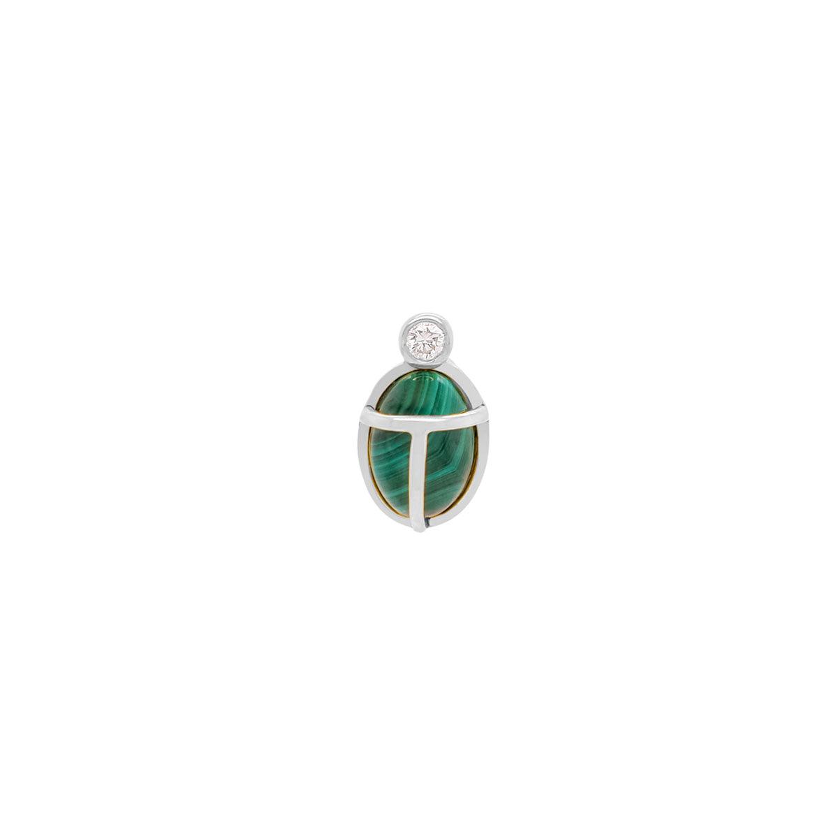 Malachite Scarab Threaded Flat Back Earring | 0.45GMS 0.04CT | Single - Porter Lyons