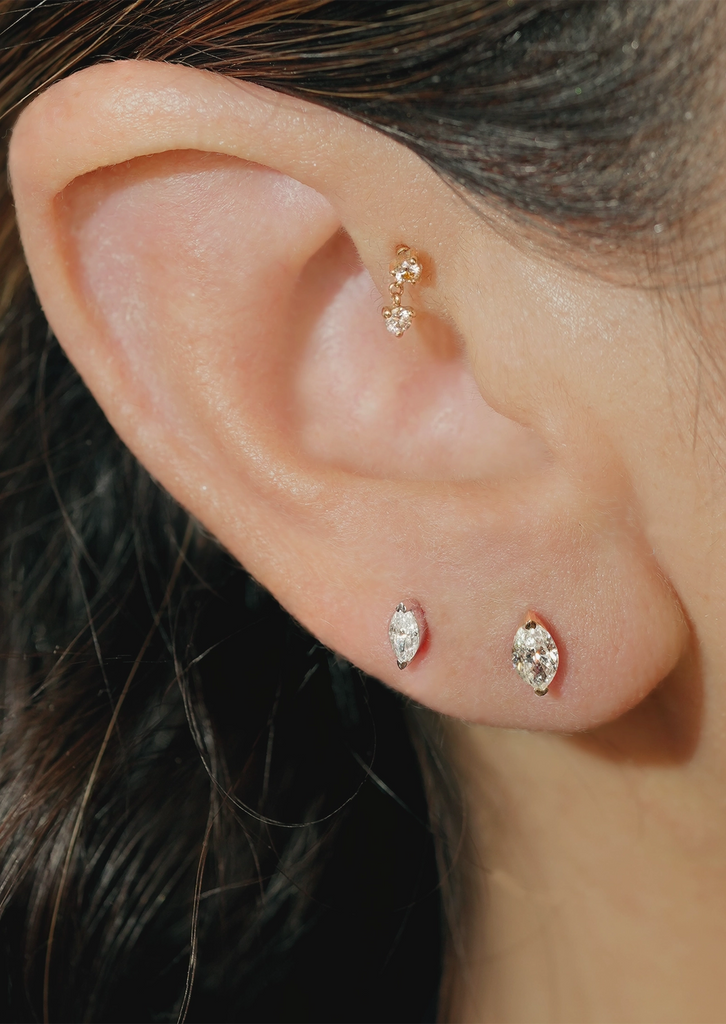 Mini Marquise Diamond Threaded Flat Back Earring
