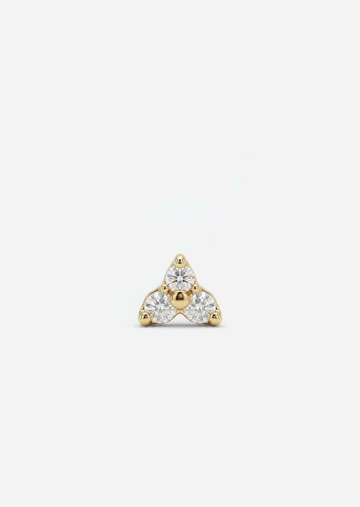 Mini Diamond Trio Threaded Flat Back Earring