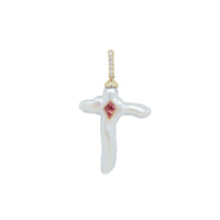 Nexus Pearl Cross Charm | Pink Spinel | 0.70GMS 0.55CTW