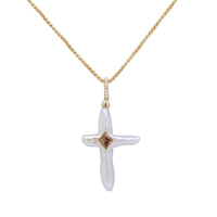 Nexus Pearl Cross Charm - Salt + Pepper Diamond