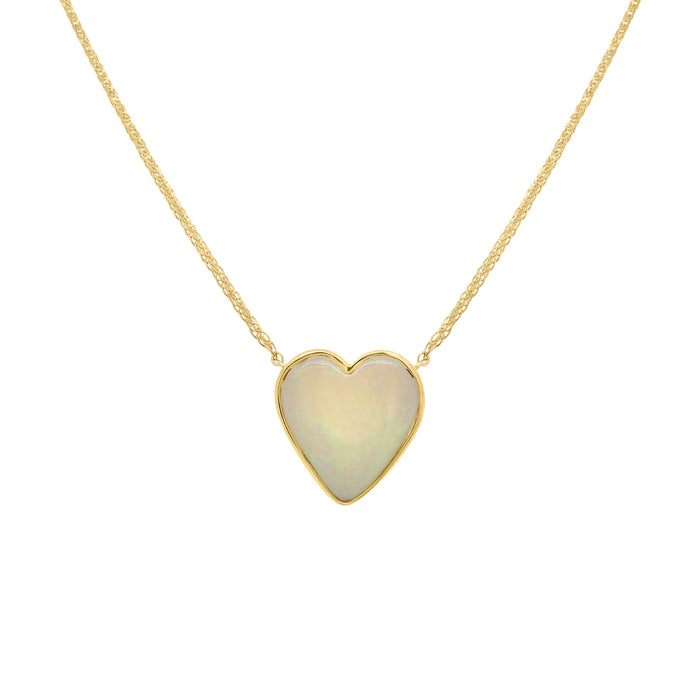 White Opal Heart Necklace