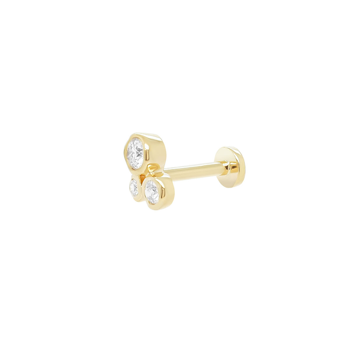 Organic Trio Threaded Flat Back Earring | Diamond | .45GMS .10CT | Single