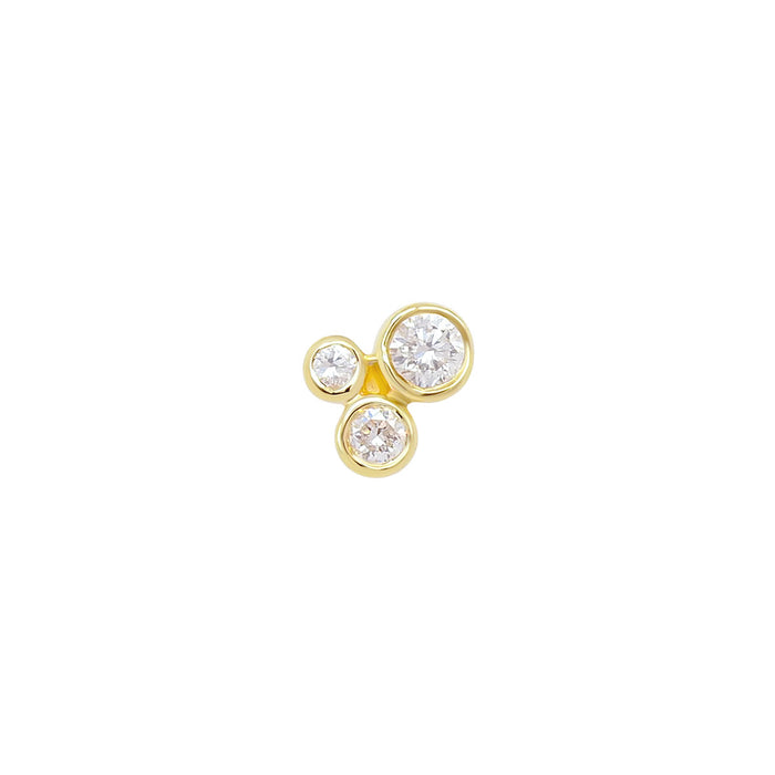 Organic Trio Threaded Flat Back Earring | Diamond | .45GMS .10CT | Single