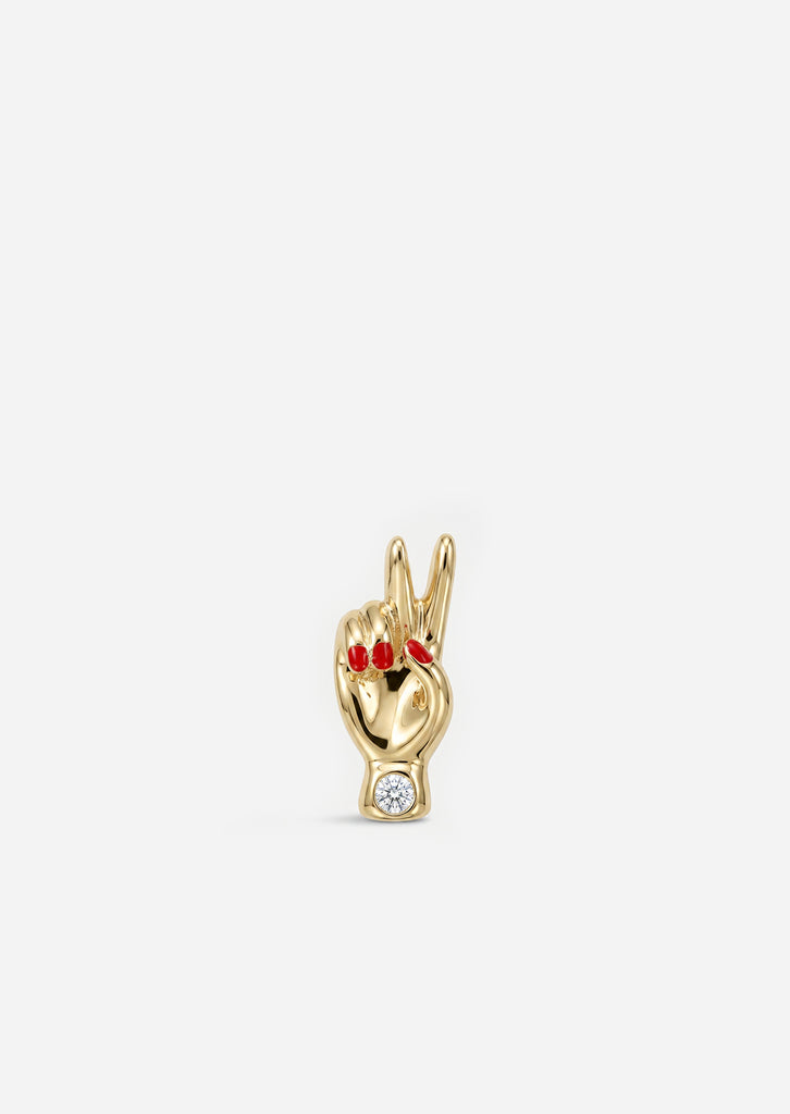 Peace Hand Threaded Flat Back Earring