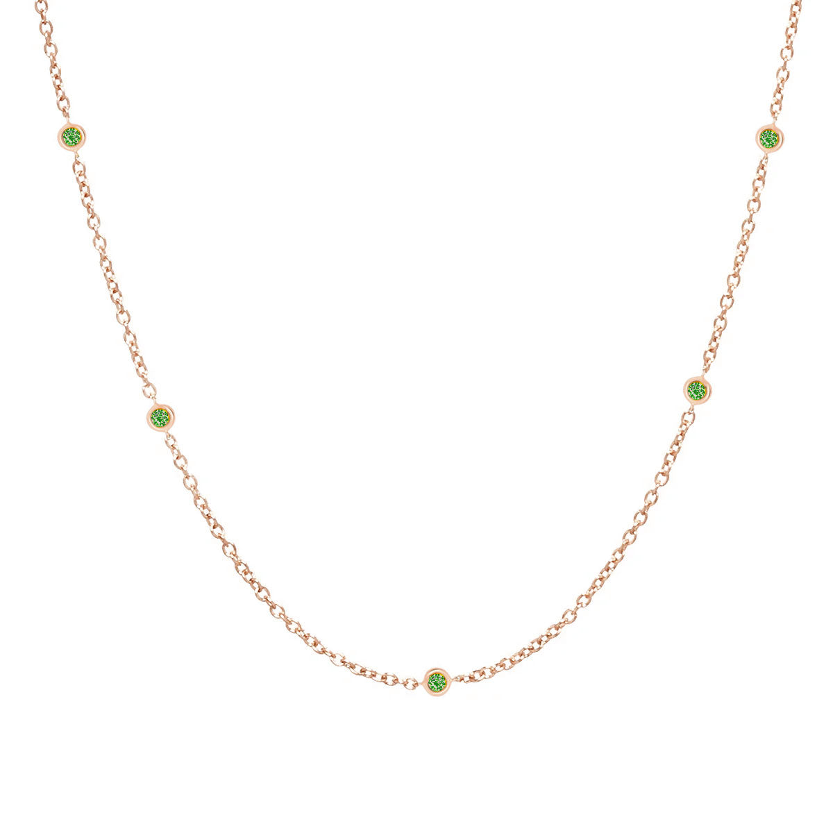 Sacred 5 Emerald Station Necklace | 1.40GMS .10CT