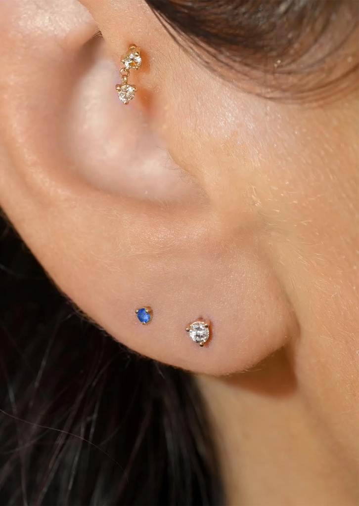 2mm Sapphire Threaded Flat Back Earring