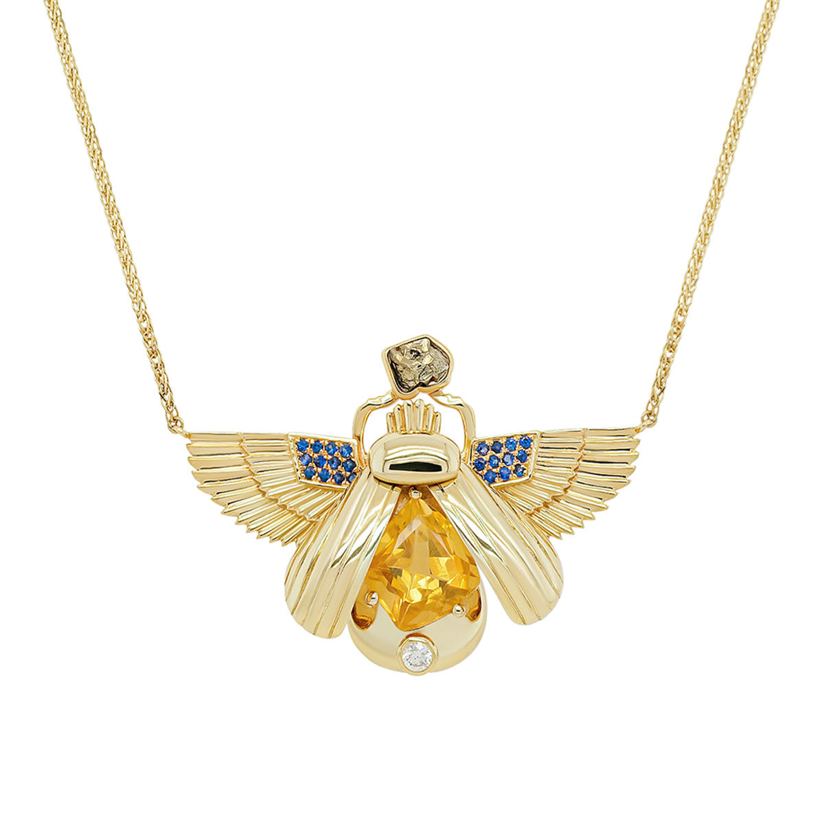 Scarab Necklace - Citrine + Pyrite