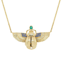 Scarab Necklace - Sphene + Columbian Emerald