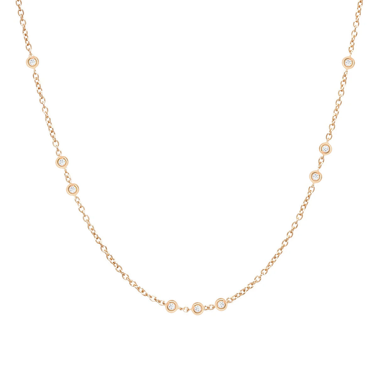 Scattered Bezel Set Diamond Necklace | 1.60GMS .25CT