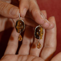 Carved Skull Charm - Tiger's Eye