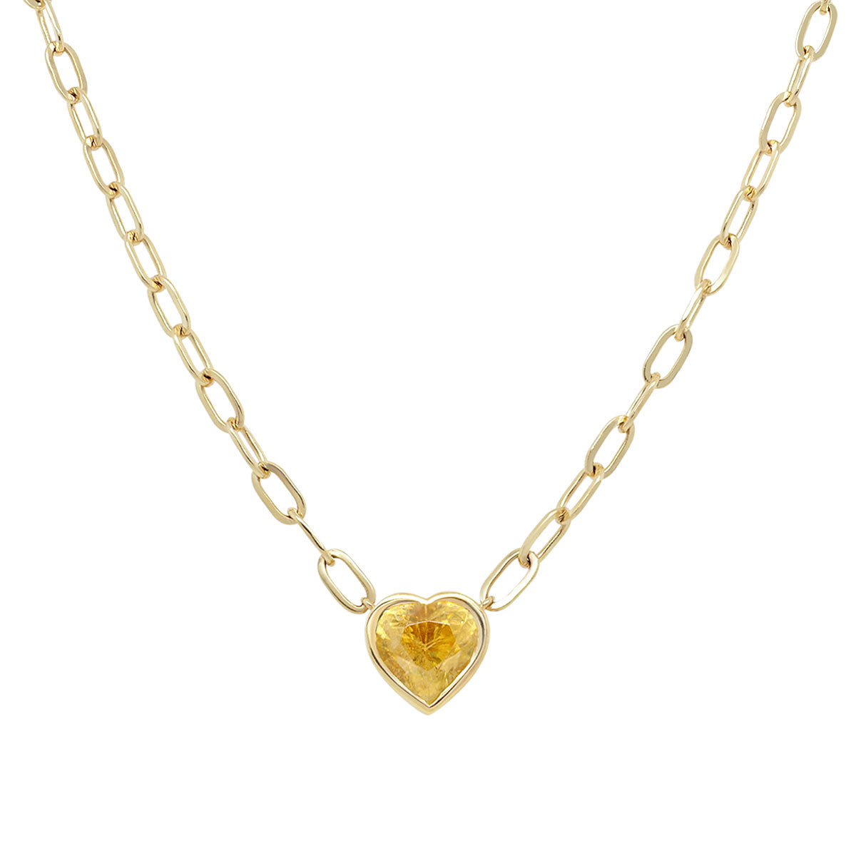 Sphene Heart Staple Necklace