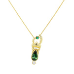Stag Beetle Necklace | 4.50GMS 2.10CTW | Tourmaline + Emerald