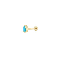 Ankh Inlay Threaded Flat Back Earring | Turquoise | Single