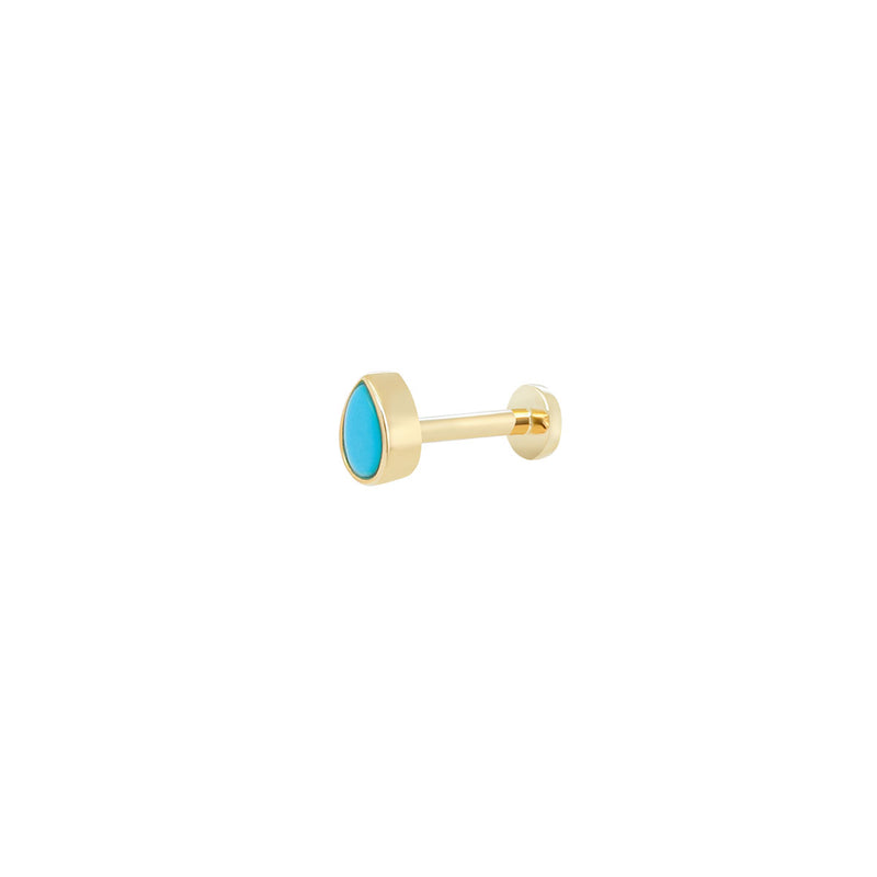 Ankh Inlay Threaded Flat Back Earring | Turquoise | Single