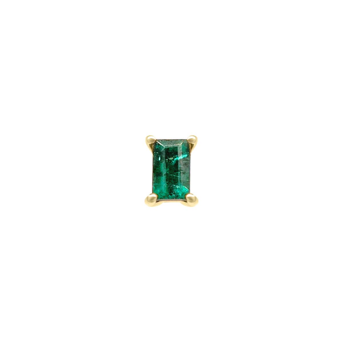 Mini Baguette Emerald Threaded Flat Back Earring | .5GMS .10CT | Single - Porter Lyons