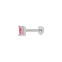 Mini Baguette Pink Sapphire Threaded Flat Back Earring | .5GMS .10CT | Single - Porter Lyons